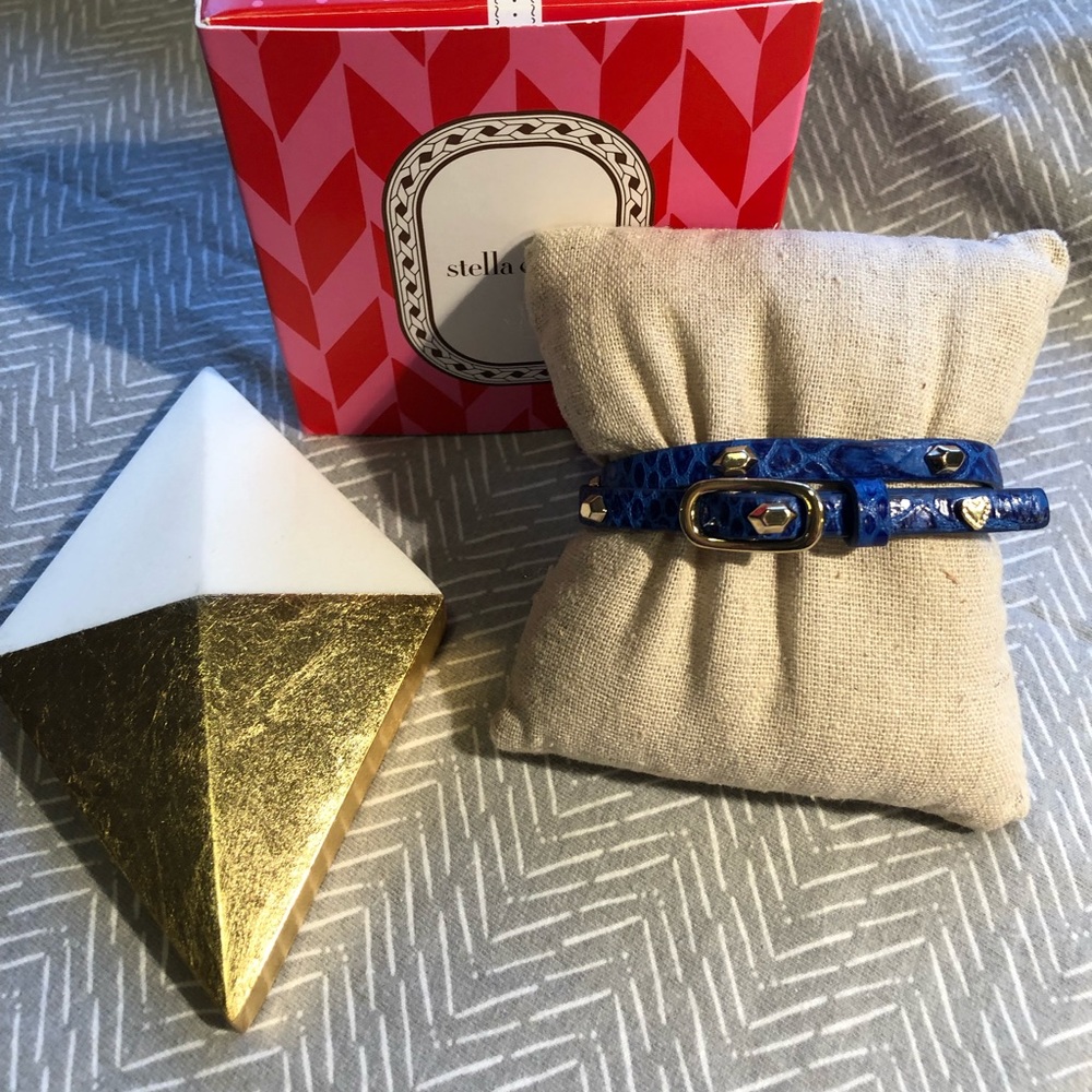 Hudson Leather Wrap Bracelet in Blue